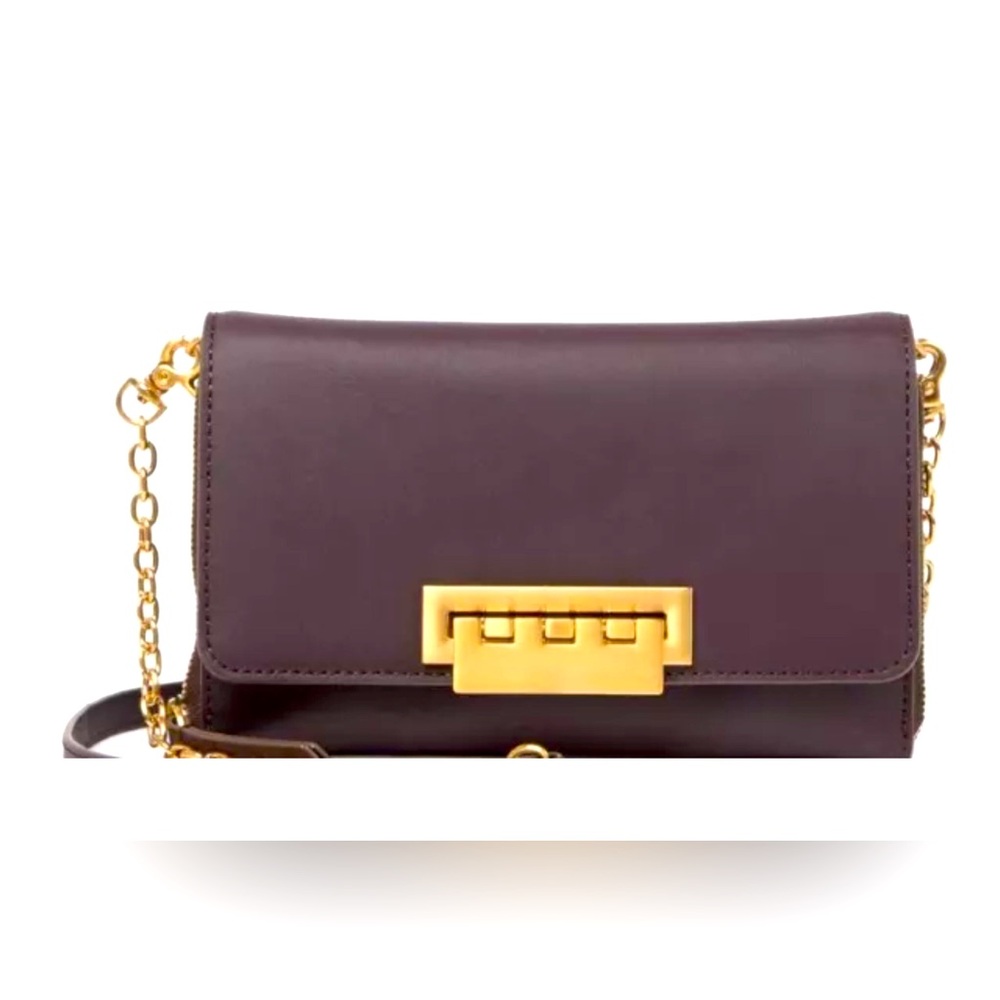 Zac Posen Earthette Leather Wallet Crossbody Bag Purse Burgundy Wine Oxblood